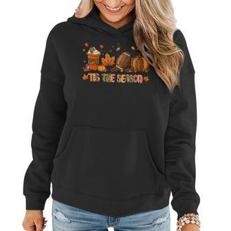 Tis The Season Leopard Pumpkin Football Halloween Fall Women Hoodie Graphic Print Hooded Sweatshirt - Thegiftio UK