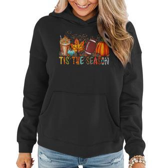 Tis The Season Leopard Pumpkin Football Halloween Fall Women Hoodie Graphic Print Hooded Sweatshirt - Thegiftio UK