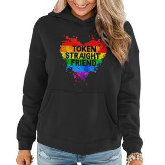 Token Straight Friend Rainbow Colors Heart Gay Pride Lgbtq Women Hoodie - Thegiftio UK