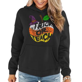 Trick Or Teach Funny Costume Teacher Halloween Women Hoodie Graphic Print Hooded Sweatshirt - Thegiftio UK