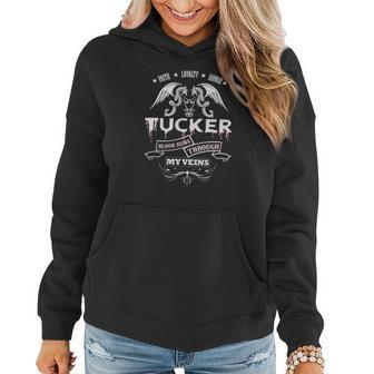 Tucker Blood Runs Through My Veins - Tshirt For Tucker Women Hoodie Graphic Print Hooded Sweatshirt - Thegiftio UK