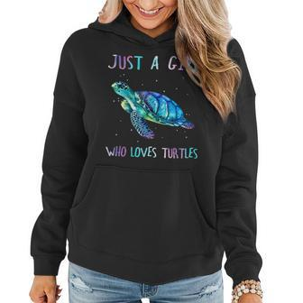 Turtle Watercolor Sea Ocean Just A Girl Who Loves Turtles V2 Women Hoodie - Seseable