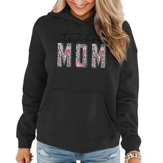 Twin Mom Leopard Floral Twin Mama Mother Of Two Mothers Day Gift For Womens Women Hoodie | Mazezy UK