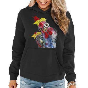 Two Chicken With Bandana Headband And Glasses Cute Women Hoodie - Seseable