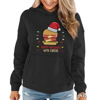 Ugly Christmas Sweater Burger Happy Holidays With Cheese V19 Women Hoodie - Monsterry UK