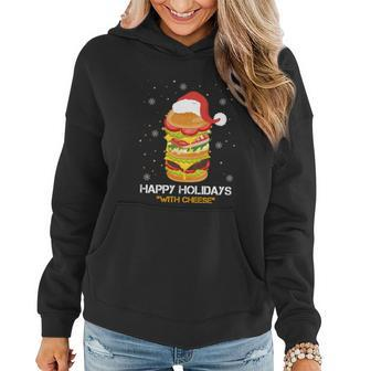 Ugly Christmas Sweater Burger Happy Holidays With Cheese V6 Women Hoodie - Monsterry DE
