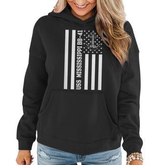 Uss Mississippi Bb-41 Battleship Warship Veterans Day Father Women Hoodie - Seseable