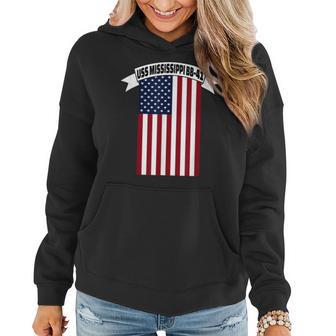 Uss Mississippi Bb-41 Battleship Ww2 Warship Veterans Day Women Hoodie - Seseable