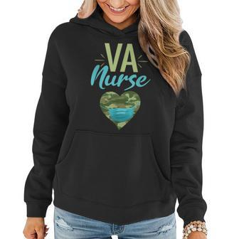 Va Nurse Heart Camouflage Camo Facemask Rn Women Hoodie - Seseable