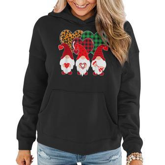 Valentine Gnomes Holding Heart Leopard Happy Valentines Day Women Hoodie - Seseable