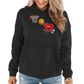 Valentines Day Heart Basketball Player Players Fans Women Hoodie - Seseable