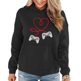 Video Gamer Valentines Day Tshirt With Controllers Heart Women Hoodie - Monsterry DE