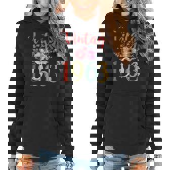 Vintage 1963 Floral Funny 60Th Birthday Awesome Since 1963 Women Hoodie - Seseable