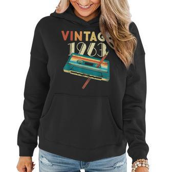 Vintage 1963 Music Cassette 60Th Birthday Gifts 60 Years Old Women Hoodie | Mazezy