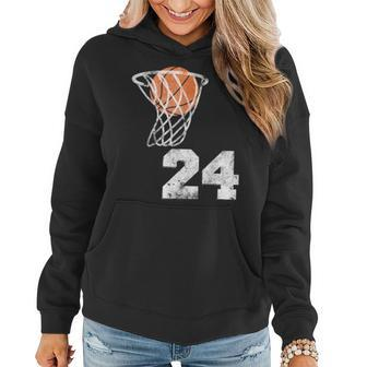 Vintage Basketball Jersey Number 24 Player Number Women Hoodie Graphic Print Hooded Sweatshirt - Thegiftio UK