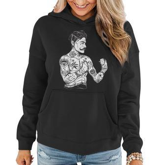 Vintage Boxing Champion Tattoo - Boho Ink Fighter Women Hoodie - Seseable