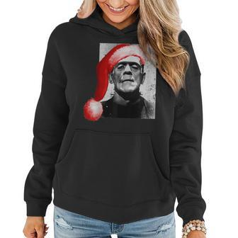 Vintage Christmas Horror Movie Santa Hat Frankenstein Women Hoodie Graphic Print Hooded Sweatshirt - Thegiftio UK