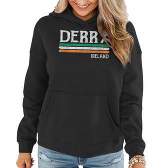 Vintage Derry Irish Flag Colors Ireland Women Hoodie Graphic Print Hooded Sweatshirt - Thegiftio UK