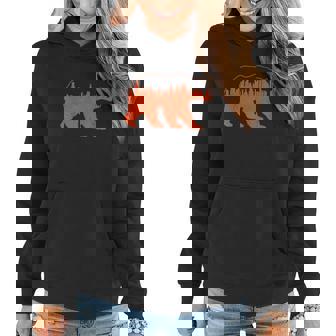 Vintage Downtown Chicago City Skyline Walking Bear Women Hoodie Graphic Print Hooded Sweatshirt - Thegiftio