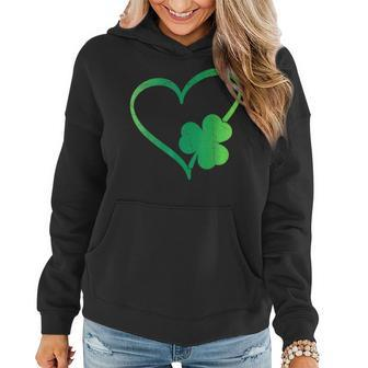 Vintage Happy St Patricks Day Irish Lucky Shamrock Heart Women Hoodie - Seseable