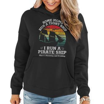 Vintage I Run A Pirate Ship Mom Dad Family Matching Mother Women Hoodie - Seseable