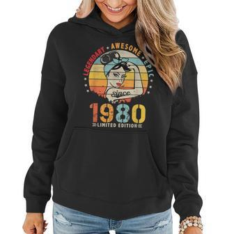 Vintage Legendary Awesome Epic Since 1980 Retro Birthday Women Hoodie Graphic Print Hooded Sweatshirt - Thegiftio UK