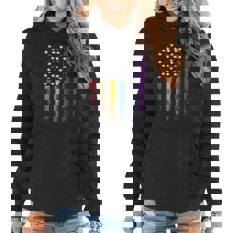 Vintage Lgbt Pride American Flag Gay Shirt Women Hoodie Graphic Print Hooded Sweatshirt - Thegiftio UK