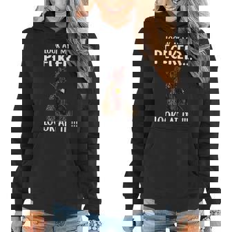 Vintage Look At My Pecker Look At It Funny Rooster Chicken Women Hoodie - Thegiftio UK