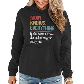 Vintage Mom Knows Everything Quote Black Women Hoodie Graphic Print Hooded Sweatshirt - Thegiftio UK