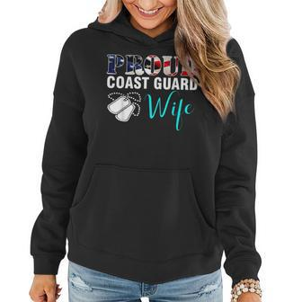 Vintage Proud Coast Guard Wife With American Flag Gift Women Hoodie - Seseable