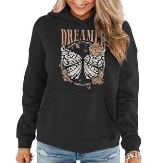 Vintage Retro Dreamer Butterfly 80S 90S Style Lover Gift Women Hoodie - Seseable