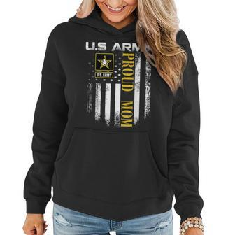 Vintage US Army Proud Mom With American Flag Gift Women Hoodie - Seseable