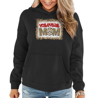 Volleyball Mom Leopard Funny Sport Ball Mom Mothers Day Women Hoodie | Mazezy AU