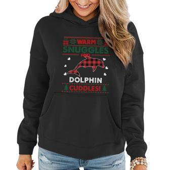 Warm Snuggles Dolphin Lovers Xmas Ugly Dolphins Christmas Meaningful Gift Women Hoodie - Monsterry