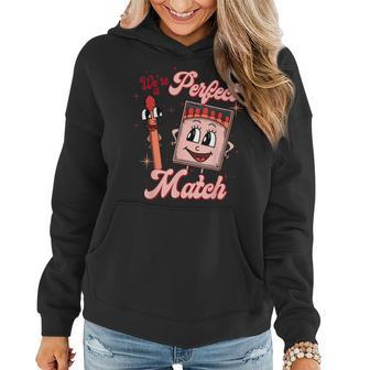 We’Re A Perfect Match Retro Groovy Valentines Day Matching Women Hoodie - Seseable
