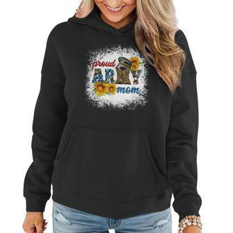 Western Proud Army Mom Military Boots Sunflower Mothers Day Women Hoodie | Mazezy