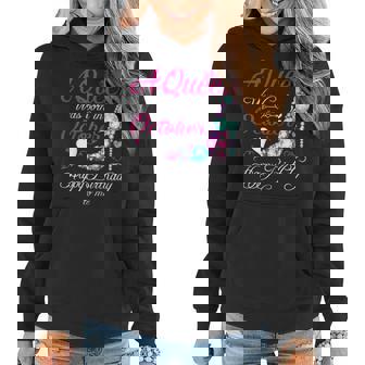 Womens A Queen Was Born In October Happy Birthday To Me Women Hoodie Graphic Print Hooded Sweatshirt - Thegiftio UK