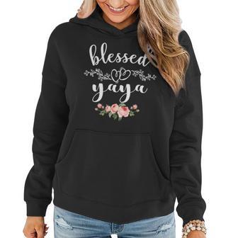 Womens Blessed Yaya Cute Flower Yaya Gift Women Hoodie - Seseable