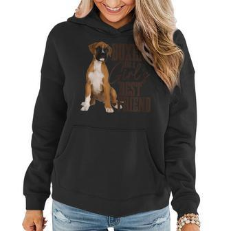 Womens Boxers Are A Girls Best Friend Funny Dog Boxer Mom Women Hoodie | Mazezy