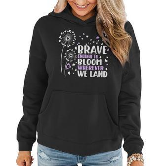 Womens Brave Enough To Bloom Military Child Month Purple Up Kids Women Hoodie | Mazezy