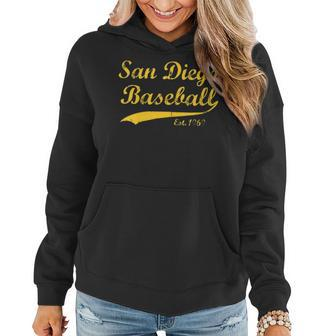Womens Classic San Diego California Baseball Fan Retro Vintage Women Hoodie - Seseable