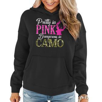 Womens Cute Camoflauge Pretty In Pink Dangerous In Camo Hunter Girl Women Hoodie - Seseable