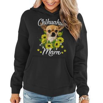 Womens Dog Mom Mothers Day Sunflower Chihuahua Mom Puppy Lover Women Hoodie - Thegiftio UK