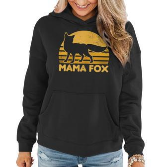 Womens Fox Mama | Vintage Retro Sunset Gift Women Hoodie - Seseable