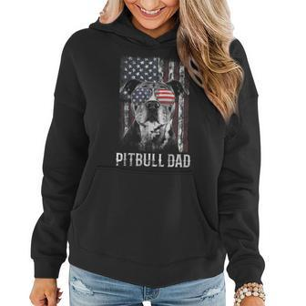 Womens Funny Pitbull Dad American Flag 4Th Of July Dog Fathers Day Women Hoodie - Thegiftio UK