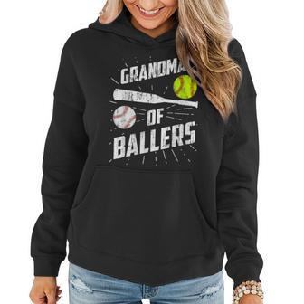 Womens Grandma Of Ballers Funny Baseball Softball Mothers Day Gift Women Hoodie | Mazezy