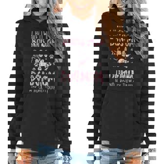 Womens I Have Two Titles Bonus Mom And Dog Mom Cute Flower Dog Paw Women Hoodie - Seseable