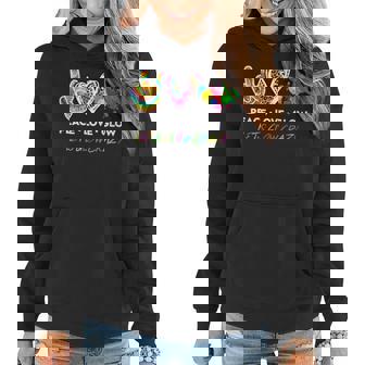Womens Lets Glow Crazy Peace Love Glow Party Squad Halloween Women Hoodie | Mazezy