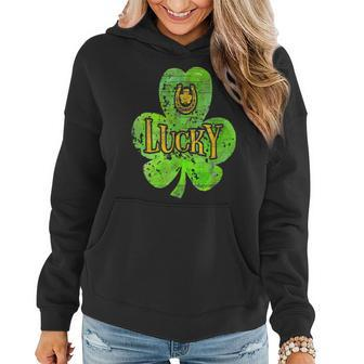Womens Lucky Shamrock Clover Funny Happy Patricks Day Gifts Women Hoodie - Seseable