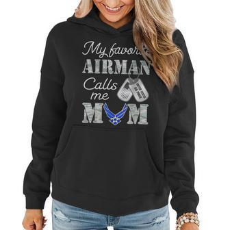 Womens My Favorite Airman Calls Me Mom Air Force Mom Women Hoodie | Mazezy